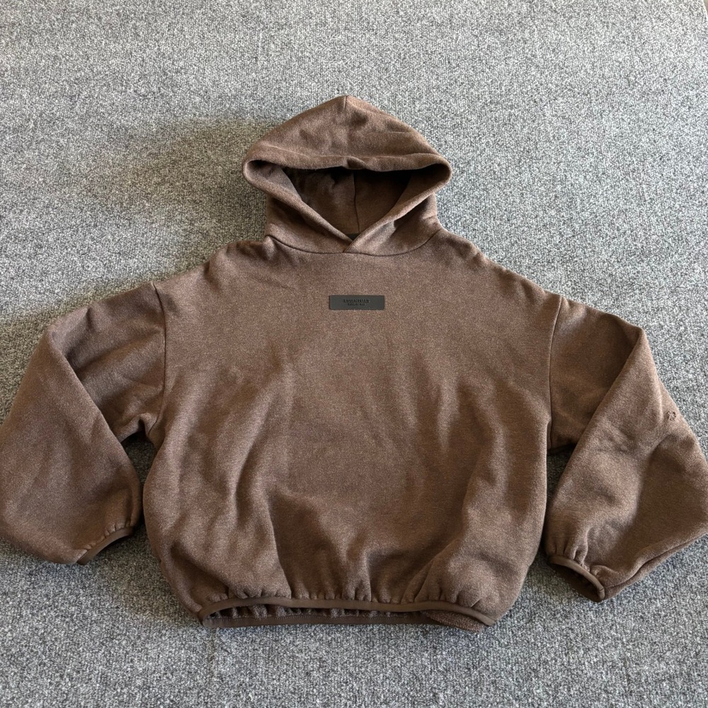Fear of God Essentials Kids Brown Fleece Pullover Hoodie Size 10